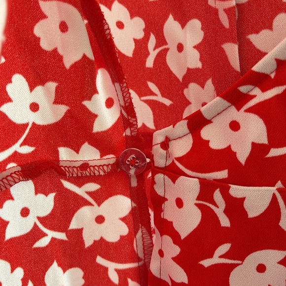 J Crew White Floral Wrap Flowy Red Dress - Picture 7 of 9